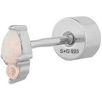 Seol + Gold Sterling Silver Opal & Cz Flatback Earring