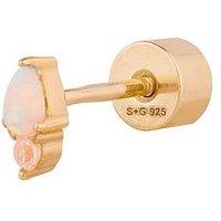Seol + Gold 18Ct Gold Plated Opal & Cz Flatback Earring