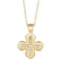 Seol + Gold 18Ct Gold Plated Puffed Crystal Cross Necklace