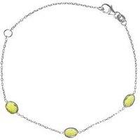 Seol + Gold Sterling Silver Peridot Cz Bezel Bracelet