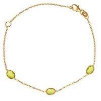 Seol + Gold 18Ct Gold Plated Peridot Cz Bezel Bracelet