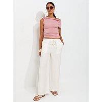 New Look Crinkle Texture Wide Leg Trousers - Cream
