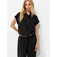 New Look Utility Pocket Short Sleeve Shirt - Black