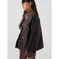 Barbour Icons Tartan Collar Spey Wax Jacket - Brown