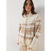 Barbour Maplewood Knitted Zip Through Jumper - Cream