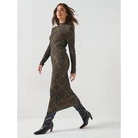 Barbour Womens Midi High Neck Stripe Jumper Dress - Black