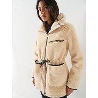 Barbour International Womens Drawcord Waist Funnel Neck Fleece Jacket - Black