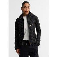 Barbour International Womens Salengro Quilted Hooded Zip Pocket Jacket - Black