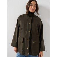 Barbour Womens Bedale Funnel Neck Wool-Rich Coat - Green