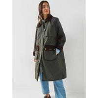 Barbour Womens Kirklees Checked Longline Wax Jacket - Fern Green