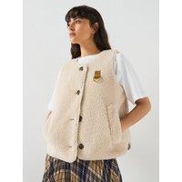 Barbour Womens Cosy Fleece Button-Through Gilet - Cream