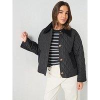 Barbour Womens Quilted Cord Collar Jacket - Black