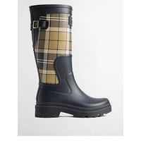 Barbour Womens Tall Checked Wellington Boots - Blue