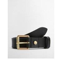 Barbour Womens Smooth Leather Gold-Tone Buckle Belt - Black