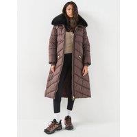 Barbour International Womens Longline Cyrus Puffer Jacket - Brown