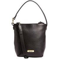 Barbour Cedar Mini Leather Bucket Bag - Black