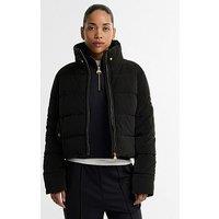 Barbour International Womens Halina Faux Velvet Funnel Neck Puffer Jacket - Black