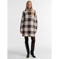Barbour International Womens Check Roll Neck Long Sleeve Mini Dress - Brown
