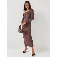 Barbour International Women'S Kemora Off The Shoulder Midi Dress - Brown