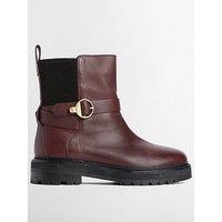 Barbour Alexandra Leather Ankle Boots - Red