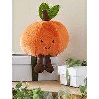 Festive Plush Orange With Green Leaves Christmas Decoration - 8Cm