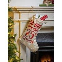 Festive Hessian Do Not Open Until 25Th December Christmas Stocking - 41Cm