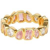 Seol + Gold 18Ct Gold Plated Multi Shape Bezel Set Eternity Band Ring