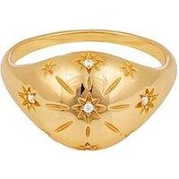 Seol + Gold 18Ct Gold Plated Domed Cz Star Ring
