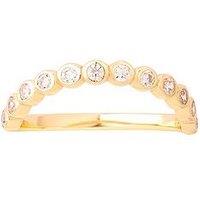 Seol + Gold 18Ct Gold Plated Cz Bezel Wave Ring