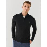 Belstaff Mens Merino Quarter Zip Regular Fit Jumper - Black