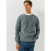 Belstaff Mens Textured Panel Crew Neck Jumper - Grey