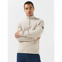 Belstaff Wesport Cable Quarter Zip Knitted Jumper - Natural