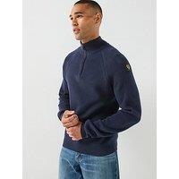 Belstaff Aspect Quarter Zip Jumper - Dark Ink Navy