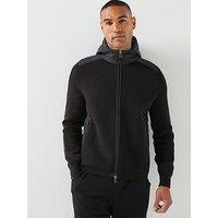 Belstaff Console Mixed Media Knitted Zip Hoodie - Black
