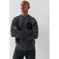 Belstaff Logo Crew Sweater - Dark Grey