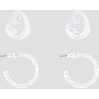 The Very Collection 2 Pack Tone Drop Stud Earrings - Silver