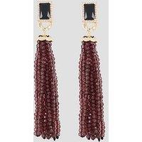 The Very Collection Burgundy Beaded Fringe Drop Earrings - Red