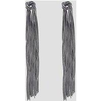 The Very Collection Gunmetal Knot Tassel Stud Earrings - Silver