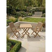 Royalcraft London Square Folding Bistro Set With 2 London Rope Folding Armchairs - Stripe