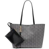 Dkny Avril Logo Pattern Tote Bag - Black