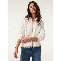 Mint Velvet Ivory Lace Detail Hoodie - White