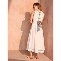 Mint Velvet Tie Back Linen Maxi Dress - White