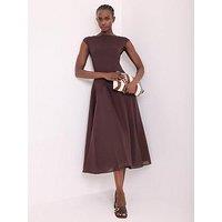 Mint Velvet Flounce Woven Maxi Dress - Brown