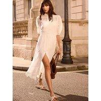 Mint Velvet Ivory Ramie Midi Dress - White