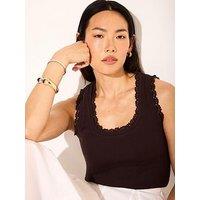 Mint Velvet Crochet Trim Vest - Brown