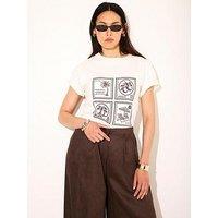 Mint Velvet Ivory Stamp Graphic T-Shirt - White