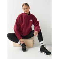 The North Face Womens Snap Front High Neck Fleece Jacket - Dark Red