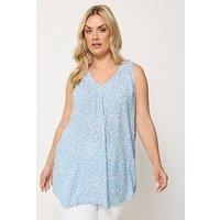 Yours Curve Ditsy Floral Cami Vest Top - Blue