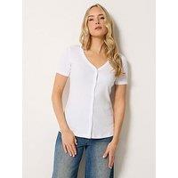 Long Tall Sally Button Through T-Shirt - White