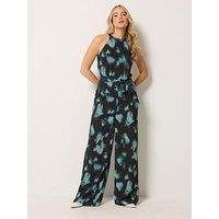 Long Tall Sally Floral Georgette Jumpsuit - Black